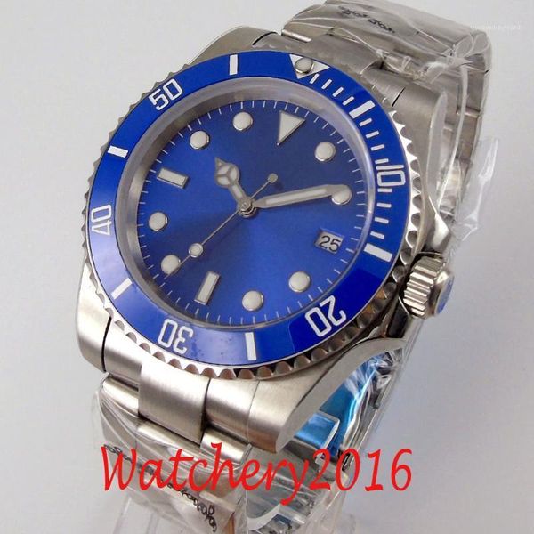 wristwatches 40mm blue dial luminous ceramic rotating bezel sapphire glass nh35 date automatic mens watch, Slivery;brown
wristwatches 40mm blue dial luminous ceramic rotating bezel sapphire glass nh35 date automatic mens watch, Slivery;brown