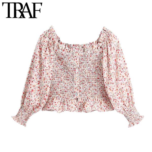 traf women sweet fashion floral print smocked cropped blouses vintage elastic neck ruffled female shirts chic 210415, White
traf women sweet fashion floral print smocked cropped blouses vintage elastic neck ruffled female shirts chic 210415, White