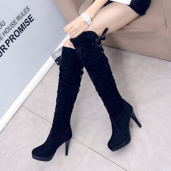 boots high autumn and winter over knee lace up women's shoes long women show thin heels, Black
boots high autumn and winter over knee lace up women's shoes long women show thin heels, Black