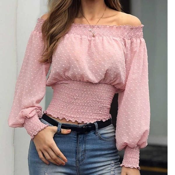 women's blouses & shirts est arrival women autumn blouse ladies casual dot off-shoulder long-sleeves elastic tunic crop for daily outwe, White
women's blouses & shirts est arrival women autumn blouse ladies casual dot off-shoulder long-sleeves elastic tunic crop for daily outwe, White