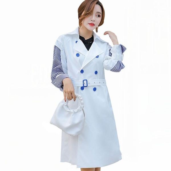 women's trench coats 2021 spring autumn stripe casual women trenchcoat double breasted turn down elegant jacket patchwork long loose ou, Tan;black
women's trench coats 2021 spring autumn stripe casual women trenchcoat double breasted turn down elegant jacket patchwork long loose ou, Tan;black