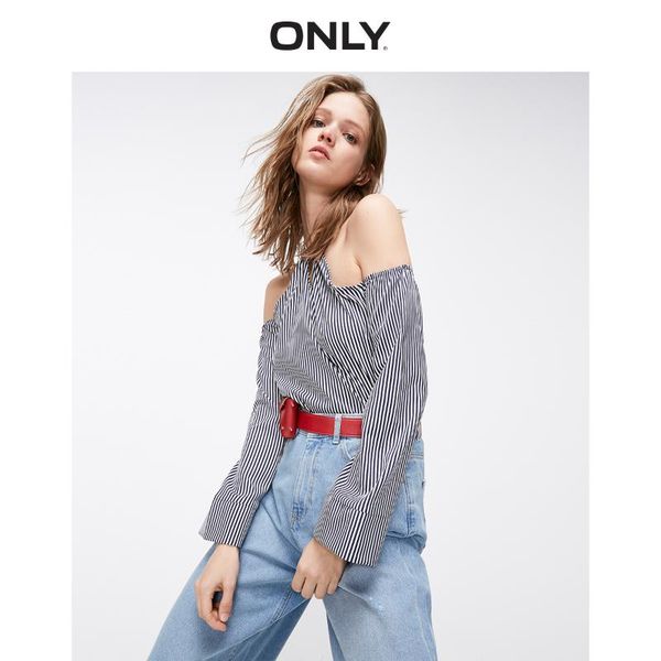 women's blouses & shirts only loose fit striped long-sleeved off-the-shoulder shirt | 119158506, White
women's blouses & shirts only loose fit striped long-sleeved off-the-shoulder shirt | 119158506, White