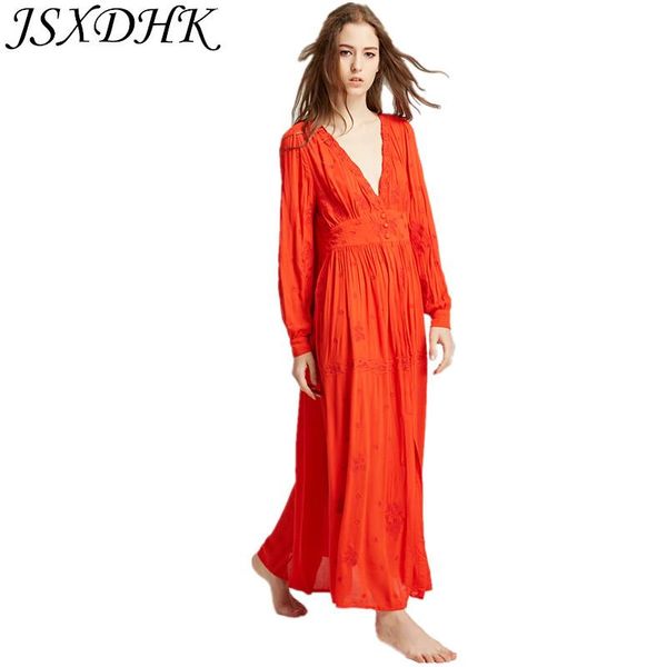 casual dresses jsxdhk goddess deep v neck boho dress summer women orange cotton embroidery floral long sleeve slim beach maxi, Black;gray
casual dresses jsxdhk goddess deep v neck boho dress summer women orange cotton embroidery floral long sleeve slim beach maxi, Black;gray