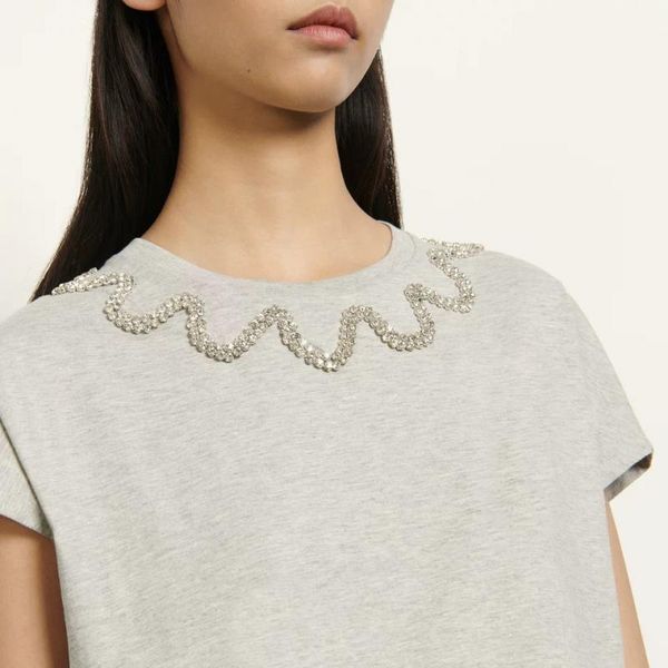 summer fashion street short-sleeved diamond decorative t-shirt women casual clothing round neck brand design women's, White
summer fashion street short-sleeved diamond decorative t-shirt women casual clothing round neck brand design women's, White