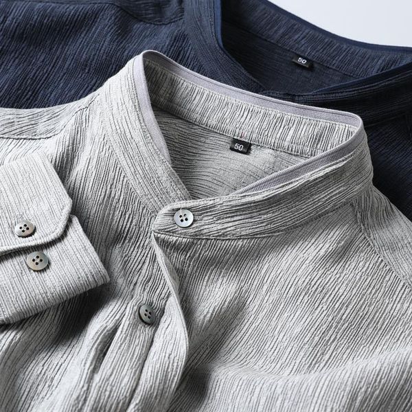 men's casual shirts autumn 2021 fashion classic high-end three-dimensional drape non-ironing fabric standing collar thin long-sleeve sh, White;black
men's casual shirts autumn 2021 fashion classic high-end three-dimensional drape non-ironing fabric standing collar thin long-sleeve sh, White;black