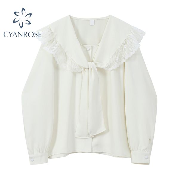 apricot blouses women long sleeve sailor ruffle bandage collar preppy style shirt v neck student korean retro blusas 210417, White
apricot blouses women long sleeve sailor ruffle bandage collar preppy style shirt v neck student korean retro blusas 210417, White