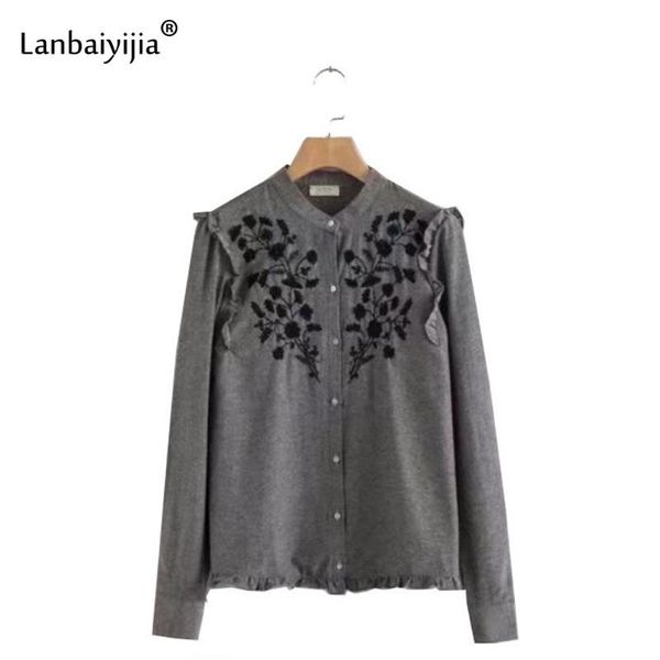women's blouses & shirts lanbaiyijia est spring o-neck embroidery laminated shirt women single-breasted long sleeve blouse cuasal, White
women's blouses & shirts lanbaiyijia est spring o-neck embroidery laminated shirt women single-breasted long sleeve blouse cuasal, White