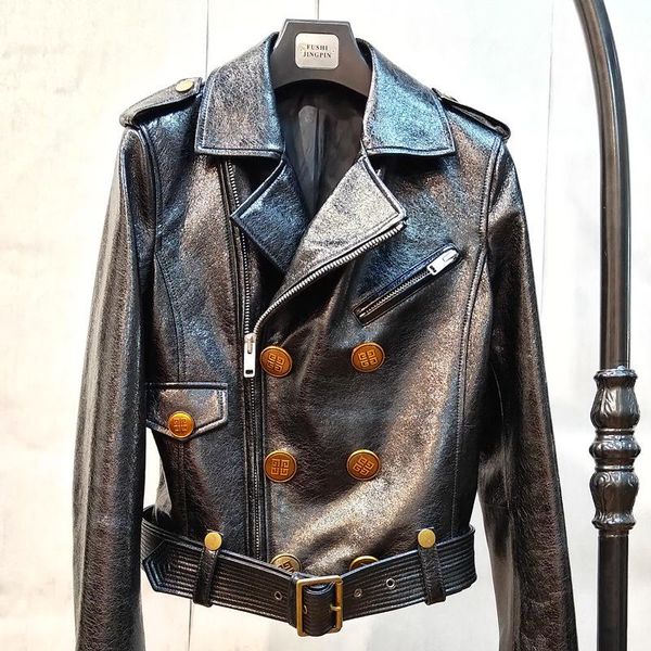 spring genuine leather jacket women fashion real sheepskin coat rivet motorcycle biker female sheep women's & faux, Black
spring genuine leather jacket women fashion real sheepskin coat rivet motorcycle biker female sheep women's & faux, Black