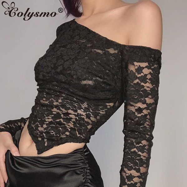 colysmo long sleeve lace crop black cut out drawstring skew collar slim fit blouses women fashion party club wear 210527, White
colysmo long sleeve lace crop black cut out drawstring skew collar slim fit blouses women fashion party club wear 210527, White
