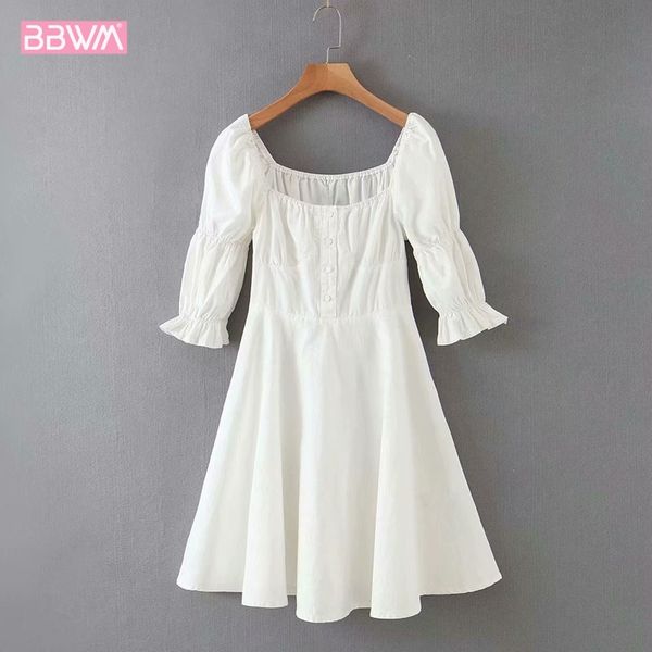 french lantern sleeve harajuku solid color simplicity female dress white sunscreen leisure vacation chic women's dresses 210507, Black;gray
french lantern sleeve harajuku solid color simplicity female dress white sunscreen leisure vacation chic women's dresses 210507, Black;gray