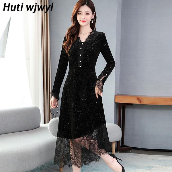 vintage 3xl plus size black midi dress autumn winter fashion sequin women bodycon party lace v-neck maxi vestido casual dresses, Black;gray
vintage 3xl plus size black midi dress autumn winter fashion sequin women bodycon party lace v-neck maxi vestido casual dresses, Black;gray