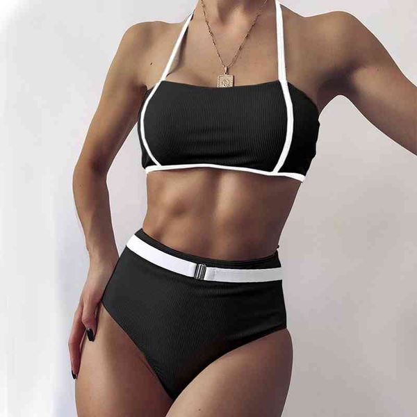 women's swimwear women high waist bikini two piece swimsuit set biquini ribbed beachwear summer brazilian bathing suits 1g70, White;black
women's swimwear women high waist bikini two piece swimsuit set biquini ribbed beachwear summer brazilian bathing suits 1g70, White;black