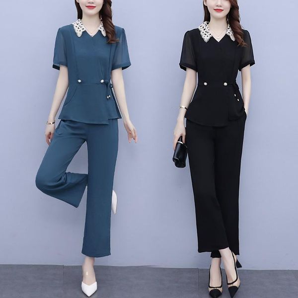 women's two piece pants summer suit fashion set and survetement femme 2 year-old female costume, White
women's two piece pants summer suit fashion set and survetement femme 2 year-old female costume, White