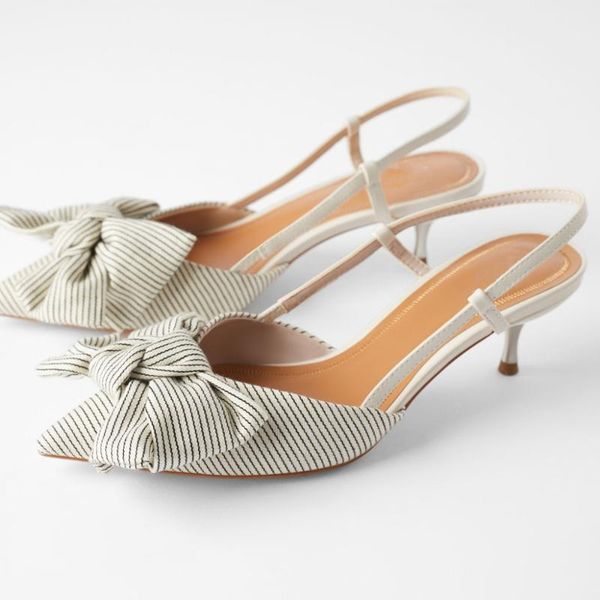 dress shoes summer women sandals bow knot single female decorated with striped pointed high heels, Black
dress shoes summer women sandals bow knot single female decorated with striped pointed high heels, Black