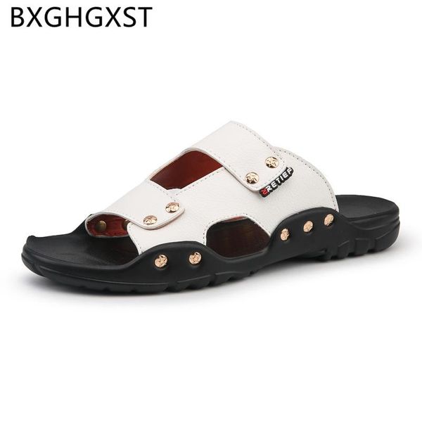slippers mens outdoor slides men leather fashion shoes 2021 beach summer black designer