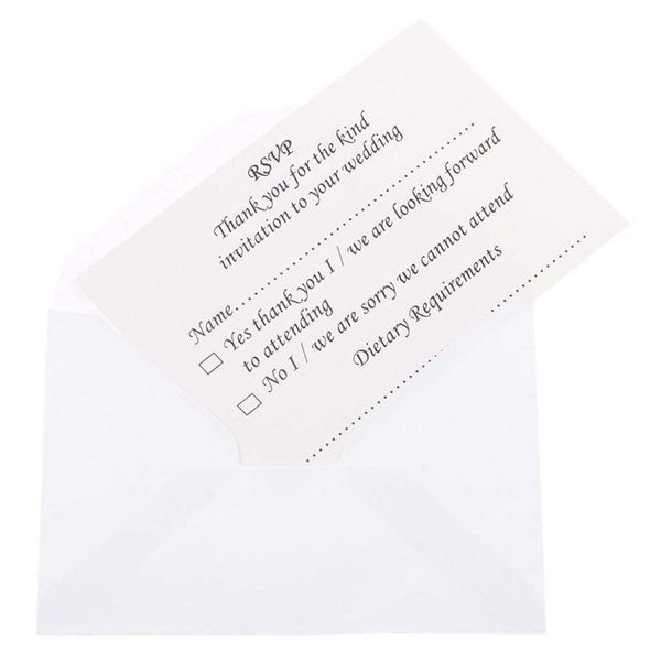 greeting cards 50pcs wedding banquet rsvp reply card with envelope
greeting cards 50pcs wedding banquet rsvp reply card with envelope