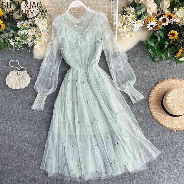 elegant fairy long dress sweet women mesh sequined es lantern sleeve summer ruffles party vestidos 12042 210506, Black;gray
elegant fairy long dress sweet women mesh sequined es lantern sleeve summer ruffles party vestidos 12042 210506, Black;gray