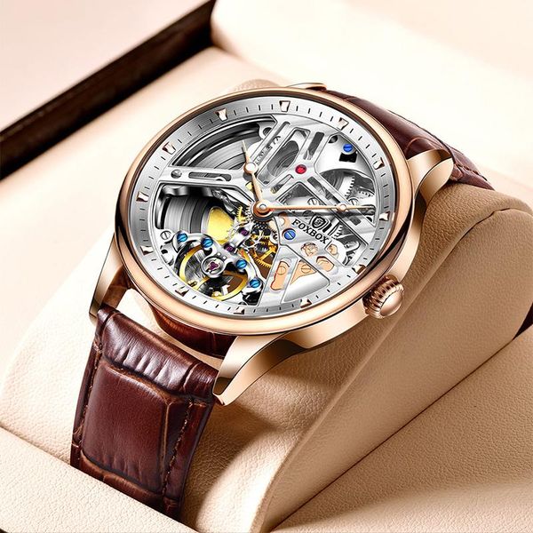 wristwatches foxbox mens watches mechanical automatic waterproof tourbillon creativity leather hollow out wristwatch relogi, Slivery;brown
wristwatches foxbox mens watches mechanical automatic waterproof tourbillon creativity leather hollow out wristwatch relogi, Slivery;brown