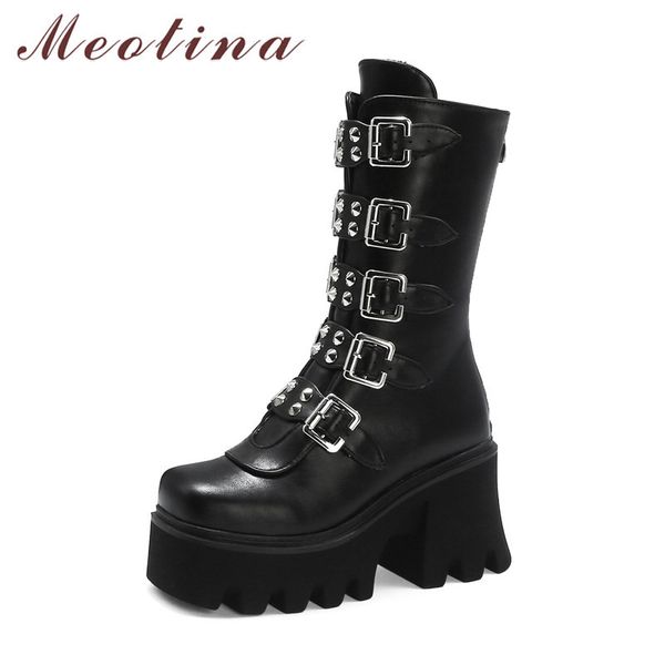 meotina buckle platform super high heel mid calf boots women shoes rivet chunky heels zip fashion ladies boots winter black 44 210520
meotina buckle platform super high heel mid calf boots women shoes rivet chunky heels zip fashion ladies boots winter black 44 210520