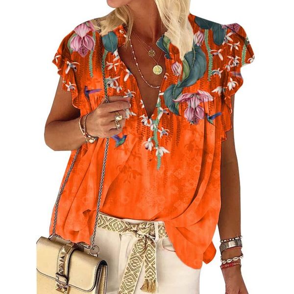 women's blouses & shirts summer plus size blouse women floral print short sleeve v-neck office lady casual loose oversized and femme, White
women's blouses & shirts summer plus size blouse women floral print short sleeve v-neck office lady casual loose oversized and femme, White