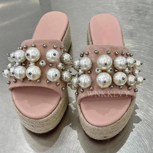 slippers 2021 women summer thick bottom sandals leisure vacation pearled decor shoes flipflops wedge high heel mules sandalias, Black
slippers 2021 women summer thick bottom sandals leisure vacation pearled decor shoes flipflops wedge high heel mules sandalias, Black