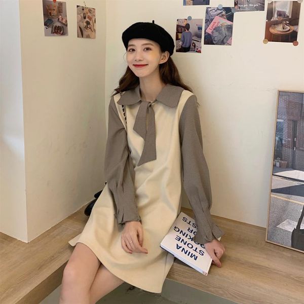 korean preppy style loose hit the color dresses for women autumn winter fashion fake two pieces long sleeve hipster casual, Black;gray
korean preppy style loose hit the color dresses for women autumn winter fashion fake two pieces long sleeve hipster casual, Black;gray