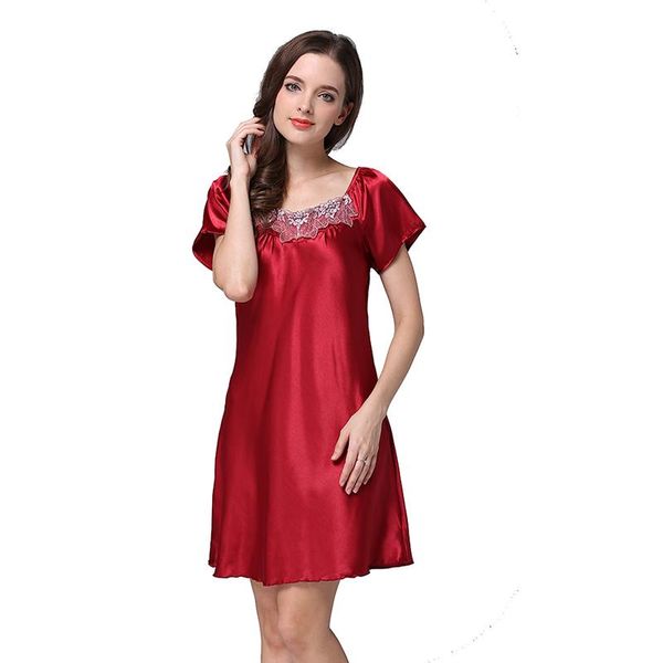 women's summer short sleeved nightdress with lace pijama bathrobe sets nightgown robe sleepwear, Black;red
women's summer short sleeved nightdress with lace pijama bathrobe sets nightgown robe sleepwear, Black;red