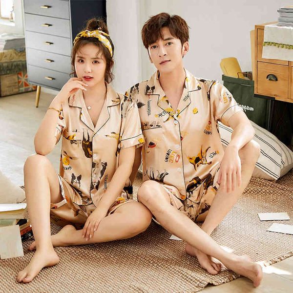 homemade couple summer pajamas ice short-sleeved shorts men women home service simulation silk suit new sleepwear, Black;brown
homemade couple summer pajamas ice short-sleeved shorts men women home service simulation silk suit new sleepwear, Black;brown