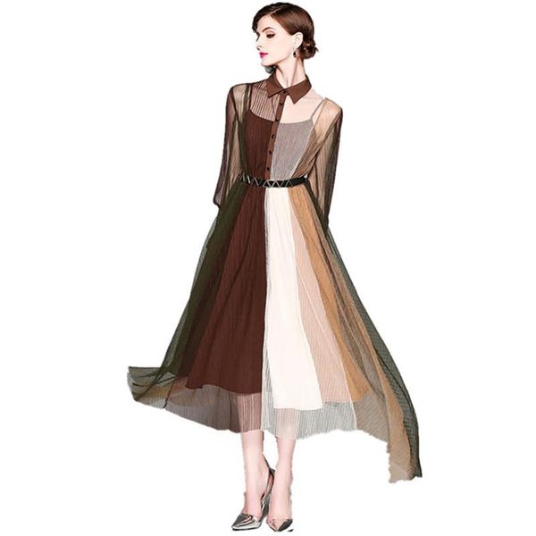 casual dresses jsxdhk fashion 2021 summer long flare sleeve party dress vestidos women mesh patchwork turn down collar sashes, Black;gray
casual dresses jsxdhk fashion 2021 summer long flare sleeve party dress vestidos women mesh patchwork turn down collar sashes, Black;gray