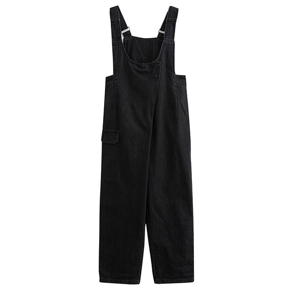 plus size black denim jumpsuit women loose wide leg jeans overalls casual straps rompers overoles jeans mujer bib baggy pants, Black;white 
plus size black denim jumpsuit women loose wide leg jeans overalls casual straps rompers overoles jeans mujer bib baggy pants, Black;white