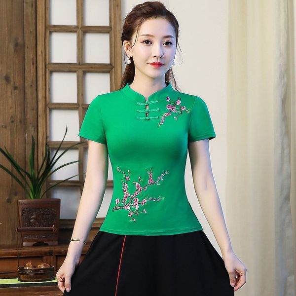 ladies chinese women 2021 summer traditional chinese clothing embroider vintage t shirt chinese style clothing women 11582, Red
ladies chinese women 2021 summer traditional chinese clothing embroider vintage t shirt chinese style clothing women 11582, Red