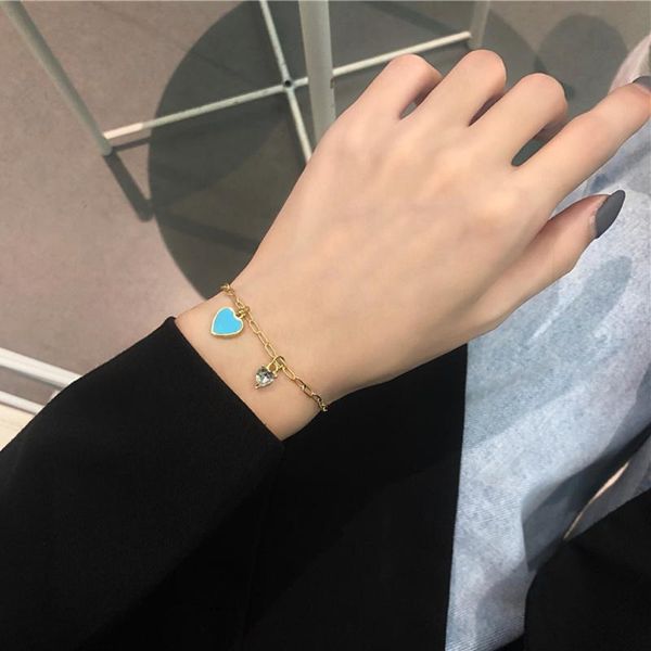 link, chain 2021 fashion personality blue heart shape pendant bracelet women fine jewelry gift first choice, Black
link, chain 2021 fashion personality blue heart shape pendant bracelet women fine jewelry gift first choice, Black