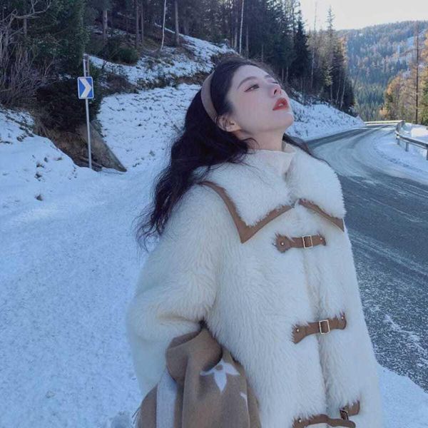 women's fur & faux warm glossy fluffy winter wear clouds coat lovely fake lamb wool overcoat women fashion long female jacket arrival, Black
women's fur & faux warm glossy fluffy winter wear clouds coat lovely fake lamb wool overcoat women fashion long female jacket arrival, Black