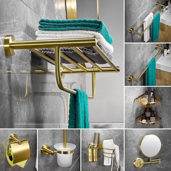 bath accessory set luxury brushed gold towel rack bathroom punching-shelf stainless steel suit
bath accessory set luxury brushed gold towel rack bathroom punching-shelf stainless steel suit