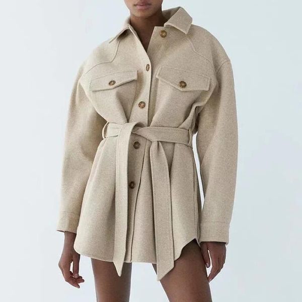 women's wool & blends autumn and winter ladies chic coat with belt 2021 solid color long-sleeved pocket lapel elegant, Black
women's wool & blends autumn and winter ladies chic coat with belt 2021 solid color long-sleeved pocket lapel elegant, Black
