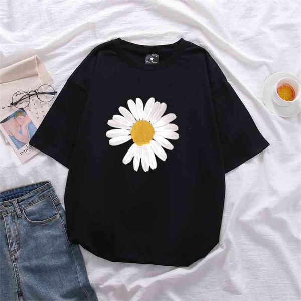 daisy printed women's cotton large size loose short-sleeved t shirt mid-length soft summer t-shirt 210623, White
daisy printed women's cotton large size loose short-sleeved t shirt mid-length soft summer t-shirt 210623, White