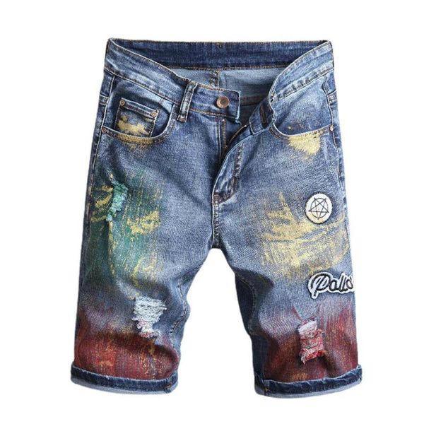 men's jeans summer men denim printed shorts half pants casual fashion knee length scratched straight trousers, Blue
men's jeans summer men denim printed shorts half pants casual fashion knee length scratched straight trousers, Blue