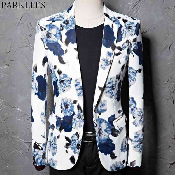 stylish blue floral print white blazer men brand one button slim wedding party festival mens blazer jacket costume homme 210522, White;black
stylish blue floral print white blazer men brand one button slim wedding party festival mens blazer jacket costume homme 210522, White;black