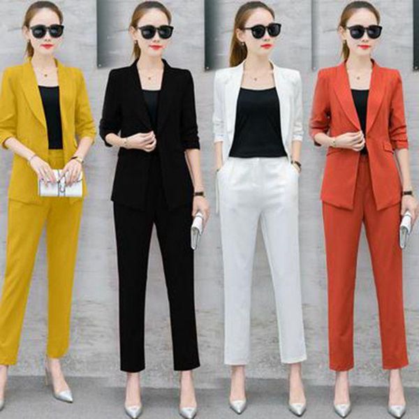 women's tracksuits 2021 female elegant office work wear pant suits ol 2 piece sets solid blazer jacket & trousers suit for women set fe, Gray
women's tracksuits 2021 female elegant office work wear pant suits ol 2 piece sets solid blazer jacket & trousers suit for women set fe, Gray