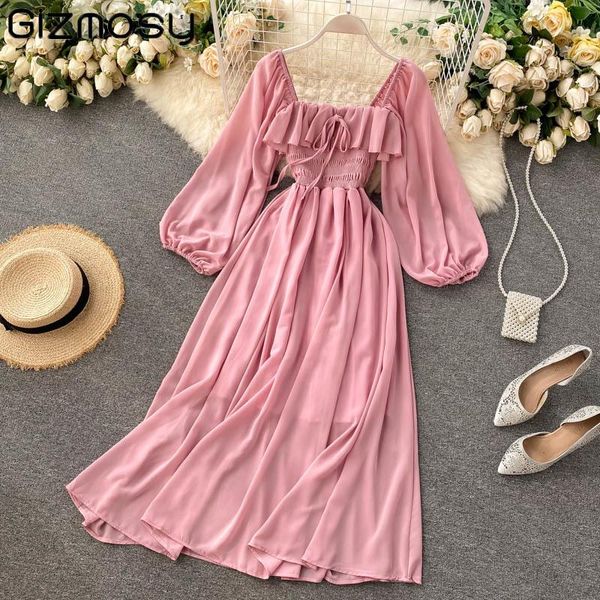 gizmosy chic elegant square collar maxi dress women solid chiffon puff sleeve 2021 korean fashion vintage ruffle vestidos casual dresses, Black;gray
gizmosy chic elegant square collar maxi dress women solid chiffon puff sleeve 2021 korean fashion vintage ruffle vestidos casual dresses, Black;gray