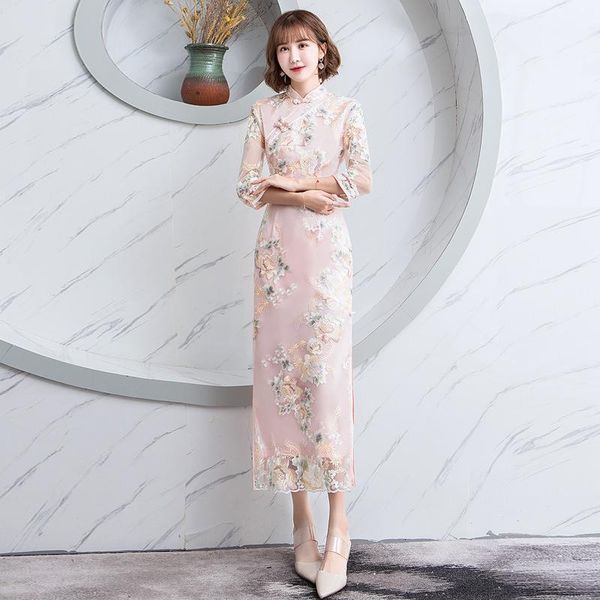 casual sweet women long satin chinese dresses elegant slim mandarin collar wedding party evening dress vintage embroidery flowers qipao iy51, Black;gray
casual sweet women long satin chinese dresses elegant slim mandarin collar wedding party evening dress vintage embroidery flowers qipao iy51, Black;gray