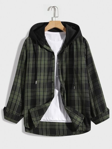 men plaid button up flannel shirt without tee w7nd#, White;black