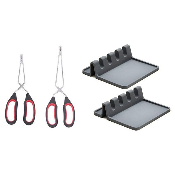 kitchen storage & organization 2pcs scissor metal tongs and food bread tong with silicone spoon holder for stove drip pad
kitchen storage & organization 2pcs scissor metal tongs and food bread tong with silicone spoon holder for stove drip pad