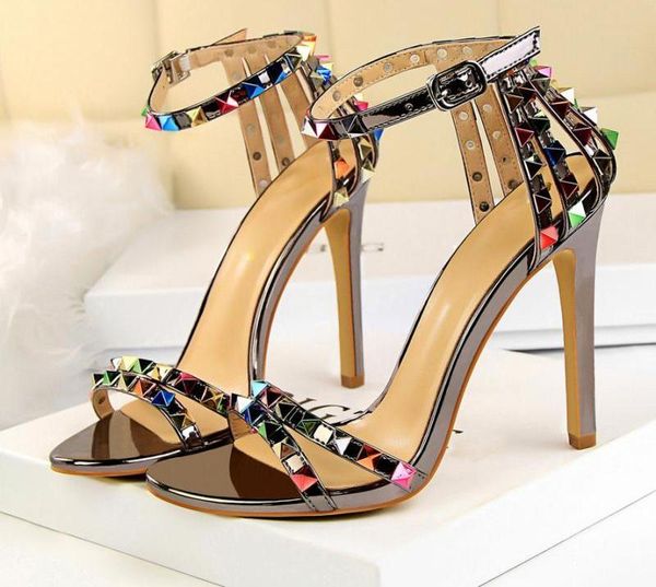 dress shoes summer women's 11 cm high heels rivet sandals ladies stiletto gladiator striptease platform, Black
dress shoes summer women's 11 cm high heels rivet sandals ladies stiletto gladiator striptease platform, Black