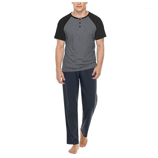 men's sleepwear cotton pajamas set for men short sleeved long pants homewear leisure round collar pyjamas trousers summer nightwear, Black;brown
men's sleepwear cotton pajamas set for men short sleeved long pants homewear leisure round collar pyjamas trousers summer nightwear, Black;brown