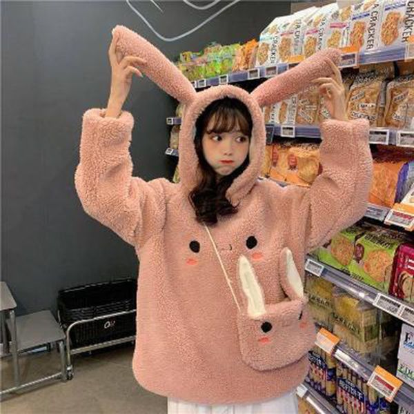 women hoodie zity kawaii winter loose fluffy rubbit ear pullover girl hooded jacket warm outerwear cute sweatshirt coat, Black
women hoodie zity kawaii winter loose fluffy rubbit ear pullover girl hooded jacket warm outerwear cute sweatshirt coat, Black