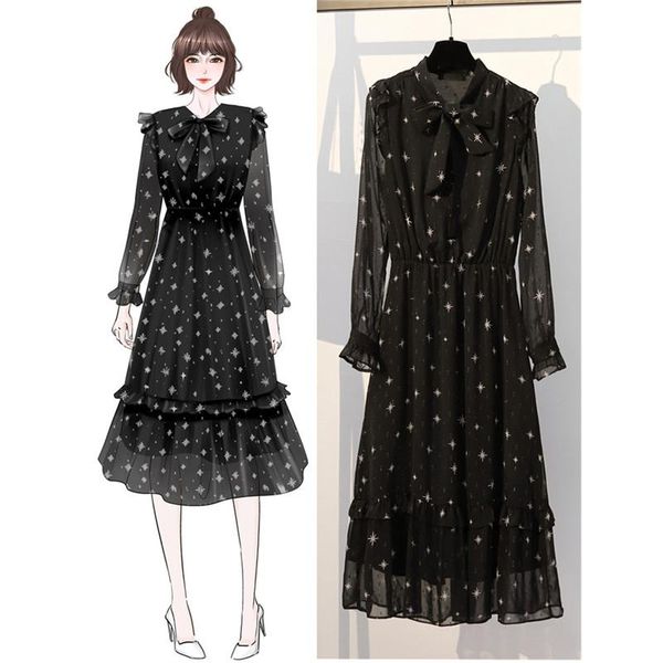 casual dresses 2021 korean large size women's dress spring autumn vintage slim black floral long sleeve chiffon female v526, Black;gray
casual dresses 2021 korean large size women's dress spring autumn vintage slim black floral long sleeve chiffon female v526, Black;gray