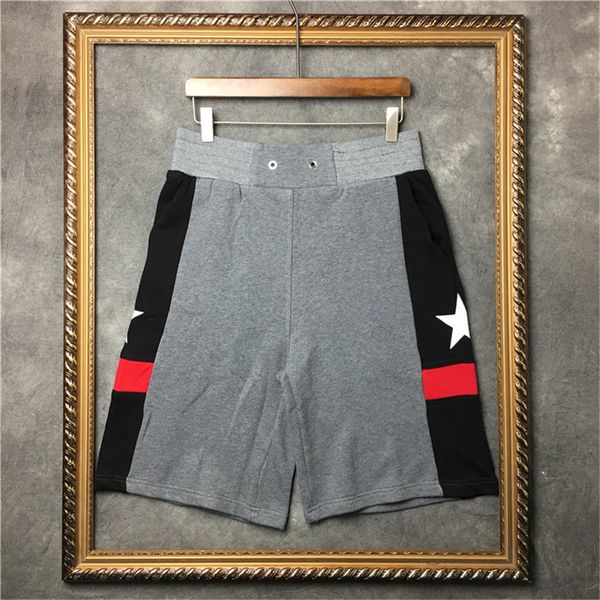 summer short pant patchwork stripes white five-star gray shorts men and women five-point pants, White;black
summer short pant patchwork stripes white five-star gray shorts men and women five-point pants, White;black