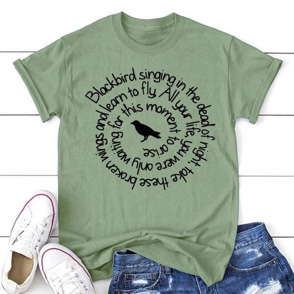 women's t-shirt blackbird singing in the dead of night t-shirts trendy graphic hippie aesthetic cotton tee grunge tumblr summer slogan, White
women's t-shirt blackbird singing in the dead of night t-shirts trendy graphic hippie aesthetic cotton tee grunge tumblr summer slogan, White