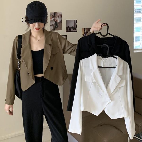 women blazers short solid single breasted loose notched casual outwear female korean style fashion simple elegant chic women's suits &, White;black
women blazers short solid single breasted loose notched casual outwear female korean style fashion simple elegant chic women's suits &, White;black